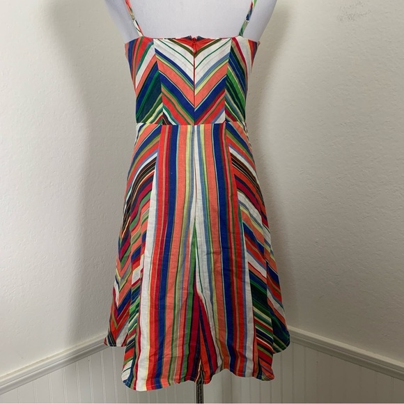 Parker Womens Striped Rainbow Rosemary Dress LinenBlend Womens 4 Sundress - Picture 10 of 17